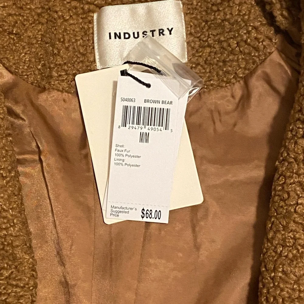 Industry Brown Teddy Bear Cropped Jacket NWT Size Medium